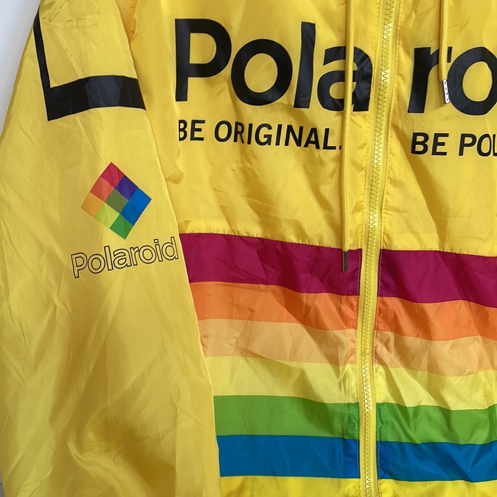 Polaroid rainbow stripe zip front lightweight windbreaker mesh lining large - Picture 2 of 8